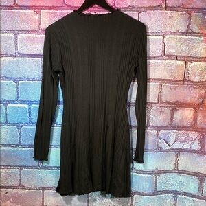 SO Goods For Life Black Ribbed Long Sleeve Mini Dress M Fitted Knit Y2K Style